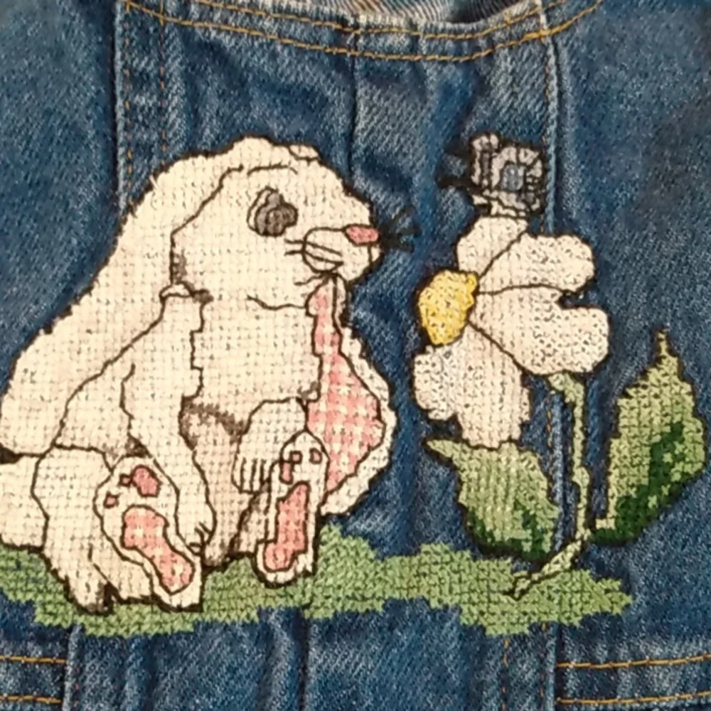 🐰HP! Vtg. Healthtex | Toddler Bunny Rabbit Spring Summer Denim Overalls 24M